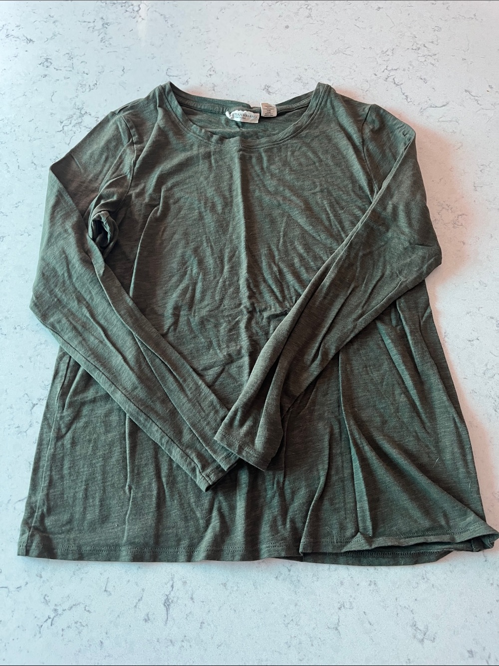 Christian Siriano Olive Green Long Sleeve Tee